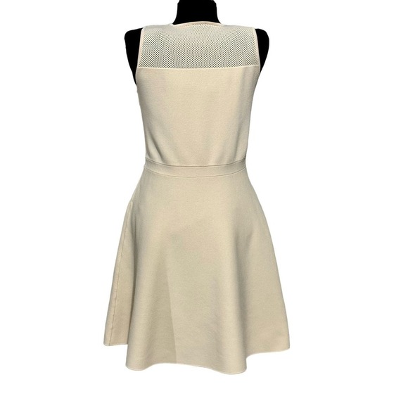 Ann Taylor Ivory Knit Sheer Mesh Yoke Sleeveless A-line Fit & Flare Dress size M - Picture 5 of 10
